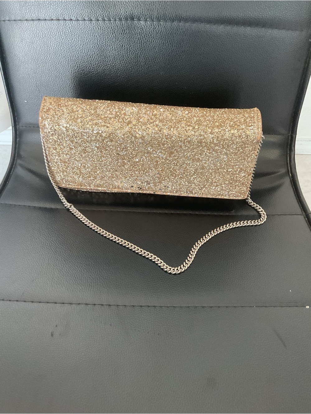 Jimmy Choo Gold Glitter Chain Clutch